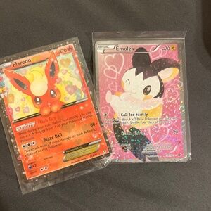 Pokemon Flareon EX RC6/RC32 and Emolga Full Art RC23/RC25